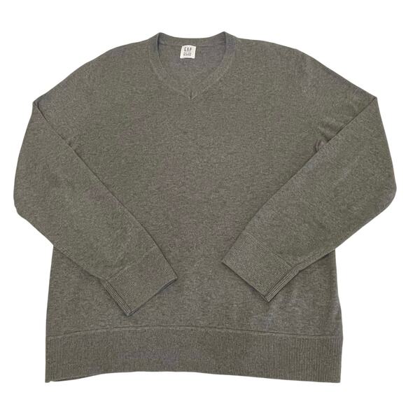 Gap for Good Long Sleeve V-Neck Cotton Pullover Men's M Gray Classic Casual - Picture 2 of 10